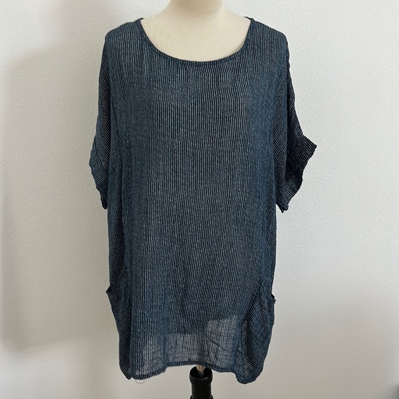 PURE Venice Blue & White Striped Short Sleeve Tunic - Picture 1 of 3